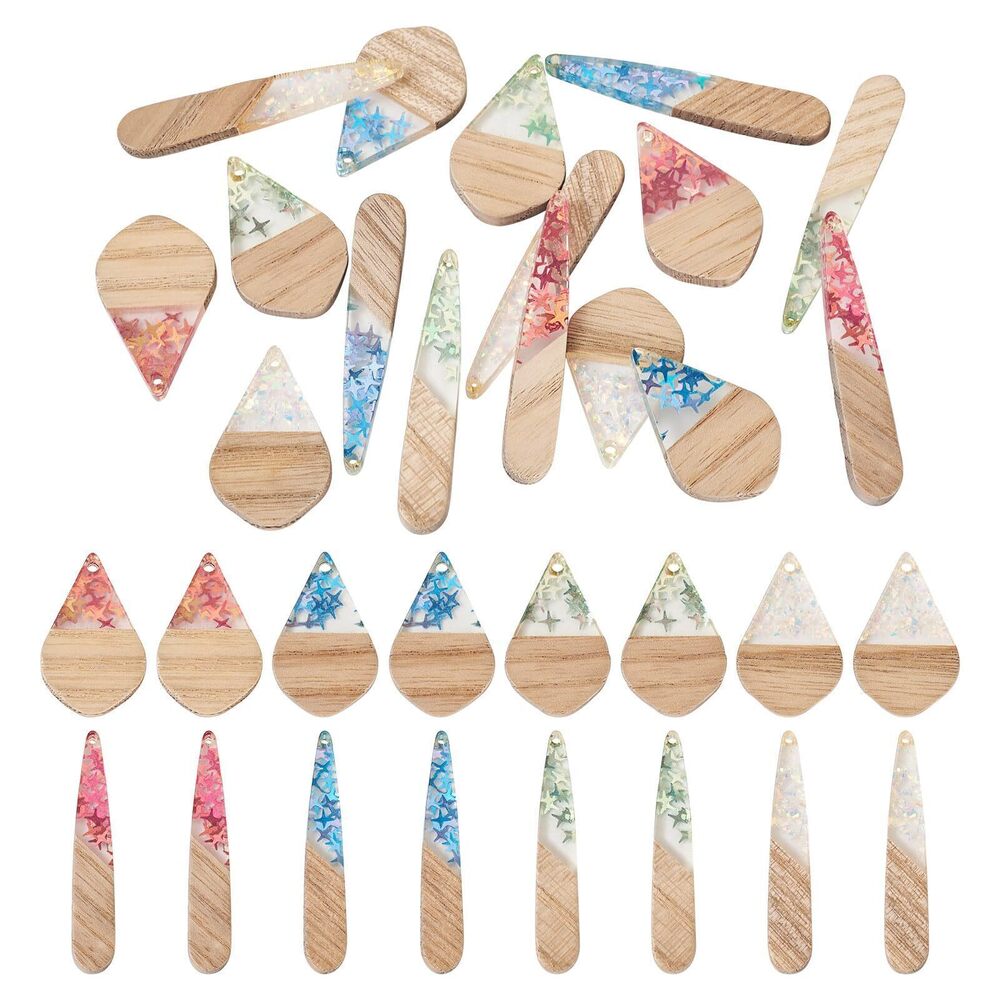 2711 Wooden Resin Charms DIY Earrings Charms Geometric Wooden Boho Charms